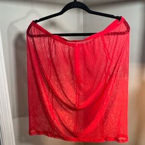 Red Sheer Mesh Skirt 3X Plus Boudoir Romance Retro Slip